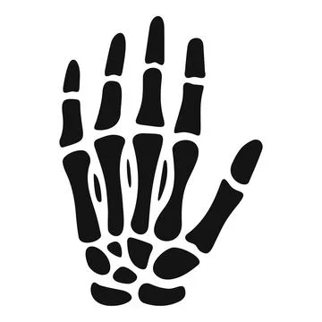 Human skeletal hand bones anatomical black icon Stock Illustration