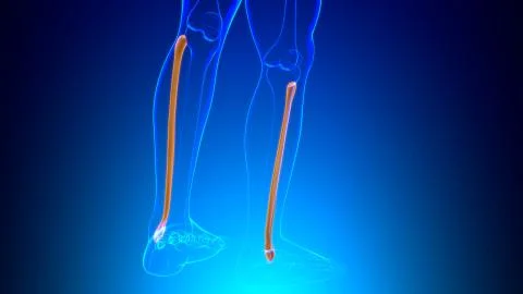 Human skeleton anatomy Fibula Bone 3D Rendering Stock Illustration