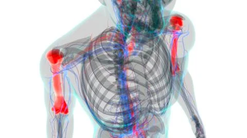 Human skeleton anatomy Humerus Bone 3D Rendering Ilustración de archivo