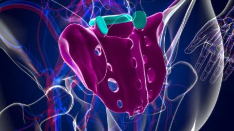 Human skeleton anatomy Sacral Bone 3D Rendering 库存插图