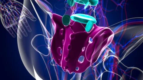 Human skeleton anatomy Sacral Bone 3D Rendering Illustrazione stock