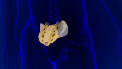 Human skeleton anatomy Sacral Bone 3D Rendering 库存插图