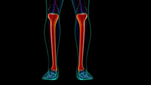 Human skeleton anatomy Tibia Bone 3D Rendering Ilustración de archivo