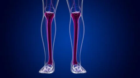 Human skeleton anatomy Tibia Bone 3D Rendering 库存插图