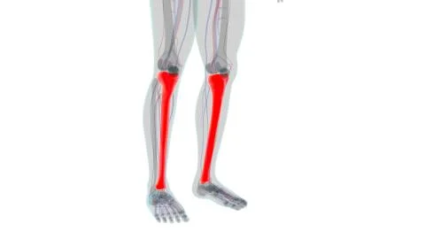 Human skeleton anatomy Tibia Bone 3D Rendering Ilustración de archivo