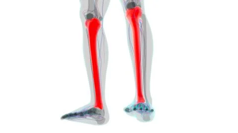 Human skeleton anatomy Tibia Bone 3D Rendering Illustrazione stock