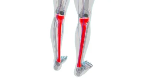 Human skeleton anatomy Tibia Bone 3D Rendering Stock Illustration