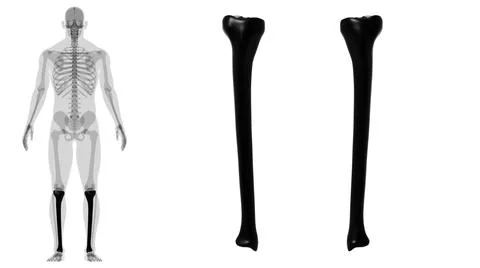 Human skeleton anatomy Tibia Bone 3D Rendering Stock Illustration