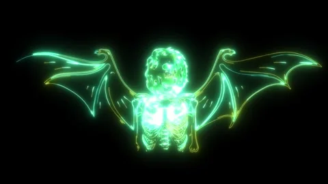 Human skeleton with bat wings Video stock 274482580