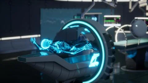 Human skeleton bones scan exam in lab Stock-Illustration
