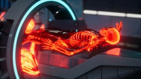 Human skeleton bones scan exam in lab Stock-Illustration