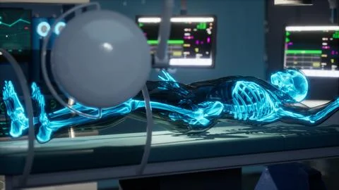 Human skeleton bones scan exam in lab Stock-Illustration