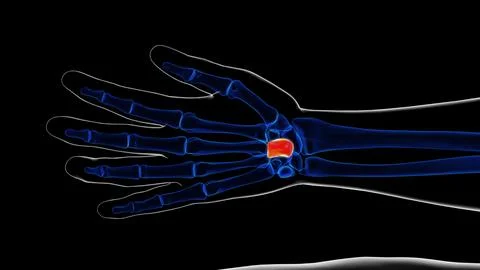 Human skeleton capitate bone anatomy 3D rendering イラスト素材