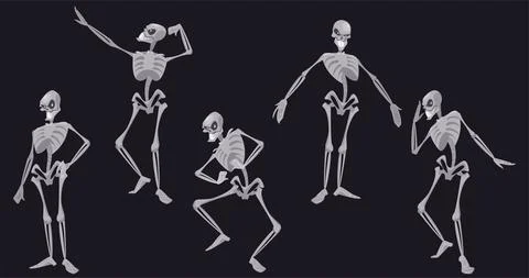 Human skeleton character in different poses Stock Illustration