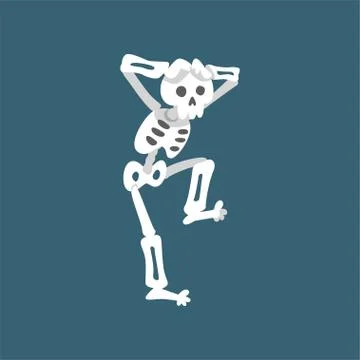 Human Skeleton Dancing, Funny Dead Man Cartoon Character Vector Illustration Stock Illustration