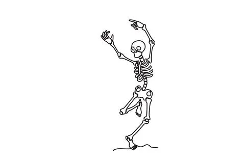 A human skeleton enjoys dancing Stock Illustration
