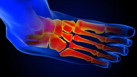 Human skeleton foot bones anatomy for medical concept 3D rendering Ilustración de archivo