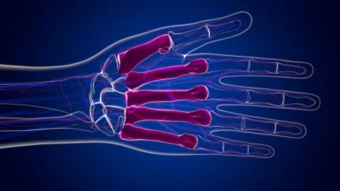 Human Skeleton Hand Matacarapls Bone Anatomy For Medical Concept Ilustración de archivo