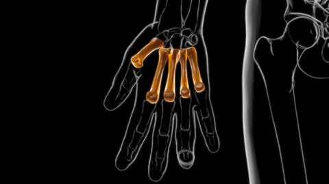 Human Skeleton Hand Matacarapls Bone Anatomy For Medical Concept 3D Ilustración de archivo
