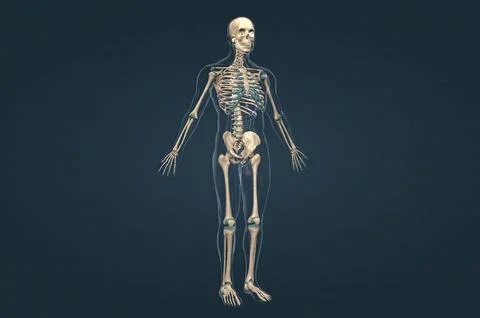 Human skeleton, the internal skeleton that serves as a framework for the body Stock Illustration