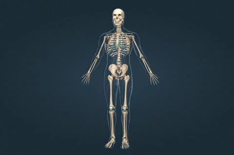 Human skeleton, the internal skeleton that serves as a framework for the body Illustrazione stock