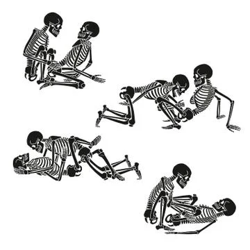 Human skeleton kamasutra set. Vector illustration. Stock Illustration