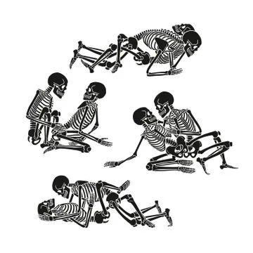 Human skeleton kamasutra set. Vector illustration. Stock Illustration