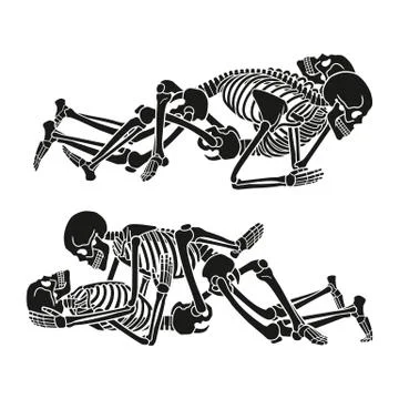 Human skeleton kamasutra set. Vector illustration. Stock Illustration