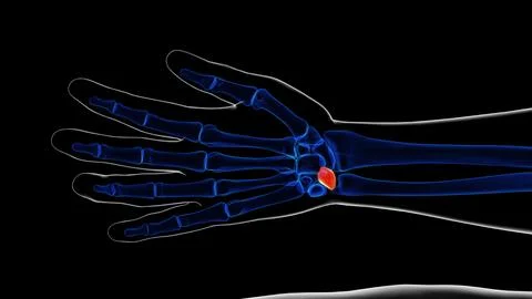 Human skeleton lunate bone anatomy 3D rendering Stock Illustration