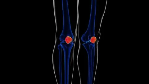 Human skeleton patella bone anatomy for medical concept 3d rendering Stockillustratie