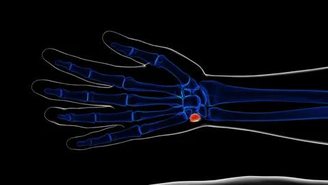 Human skeleton pisiform bone anatomy 3D rendering 库存插图