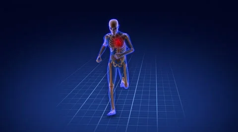 Human skeleton running in cyberspace. Stock Footage 56233766