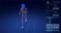 Human skeleton running in cyberspace. 4k or 4k+ Resolution