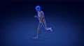 Human skeleton running in cyberspace. 4k or 4k+ Resolution