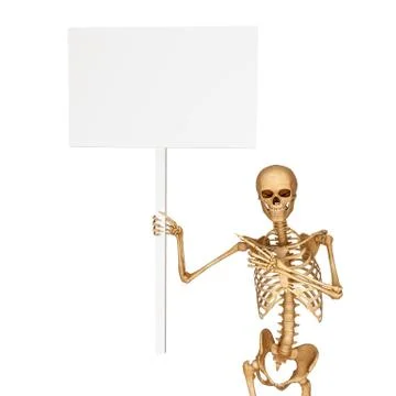 Human skeleton with sign Illustrazione stock
