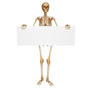Human skeleton with sign Illustrazione stock
