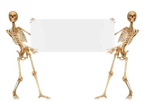 Human skeleton with sign Illustrazione stock