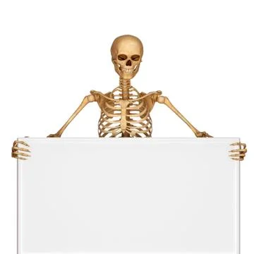 Human skeleton with sign Illustrazione stock