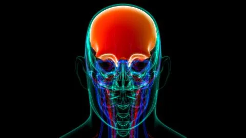 Human Skeleton Skull Frontal Bone Anatomy For Medical Concept Stock Illustration