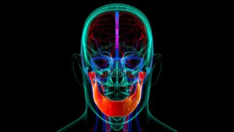 Human Skeleton Skull Mandible Bone Anatomy For Medical Concept Stock Illustration