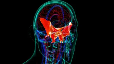Human Skeleton Skull Sphenoid Bone Anatomy For Medical Concept 库存插图