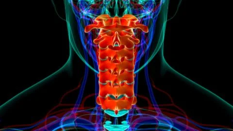 Human Skeleton Vertebral Column Cervical Vertebrae Anatomy 3D Illustration Stock Illustration