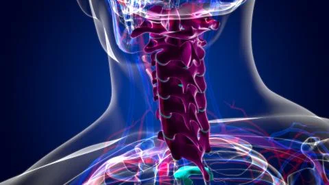 Human Skeleton Vertebral Column Cervical Vertebrae Anatomy 3D Illustration Stock Illustration