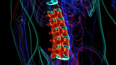 Human Skeleton Vertebral Column Lumbar Vertebrae Anatomy Ilustración de archivo