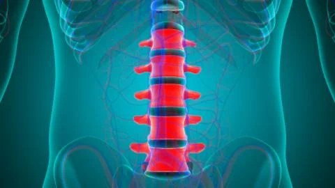 Human Skeleton Vertebral Column Lumbar Vertebrae Anatomy Ilustración de archivo