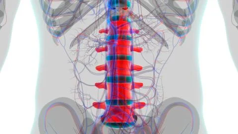 Human Skeleton Vertebral Column Lumbar Vertebrae Anatomy Stock Illustration