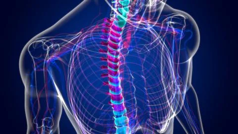 Human Skeleton Vertebral Column Thoracic Vertebrae Anatomy Stock Illustration