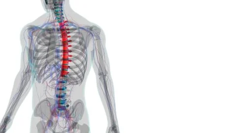 Human Skeleton Vertebral Column Thoracic Vertebrae Anatomy Stock Illustration