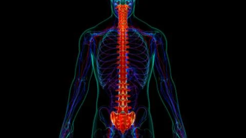 Human Skeleton Vertebral Column Vertebrae Anatomy Stock Illustration