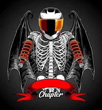 Human skeleton wearing helmet vector template Stock Illustration